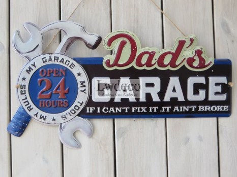 Dads garage hamer en sleutel 60x35cm
